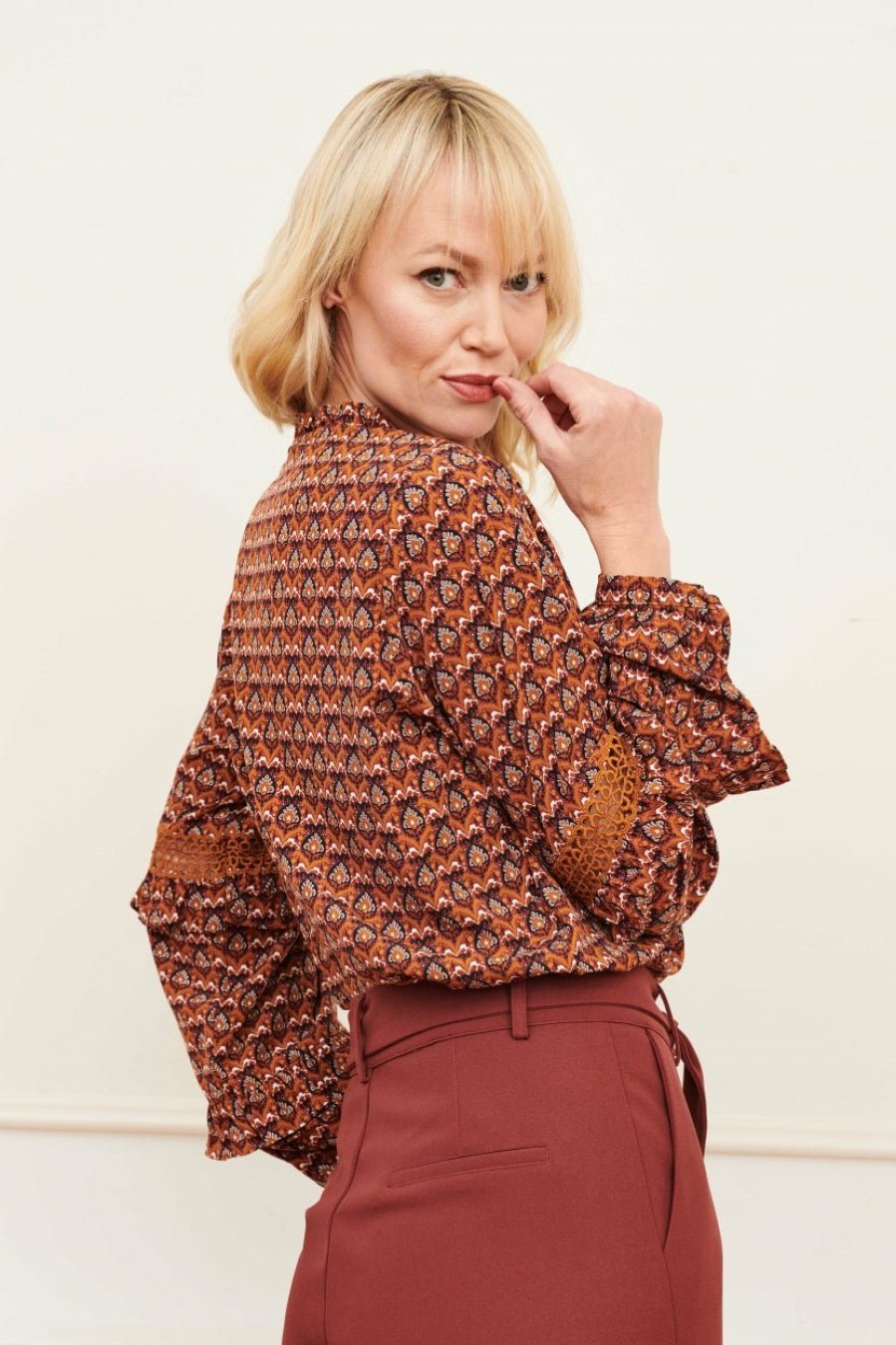 Blouses Lofty Manner | Blouse Blair - Orange Arches Print